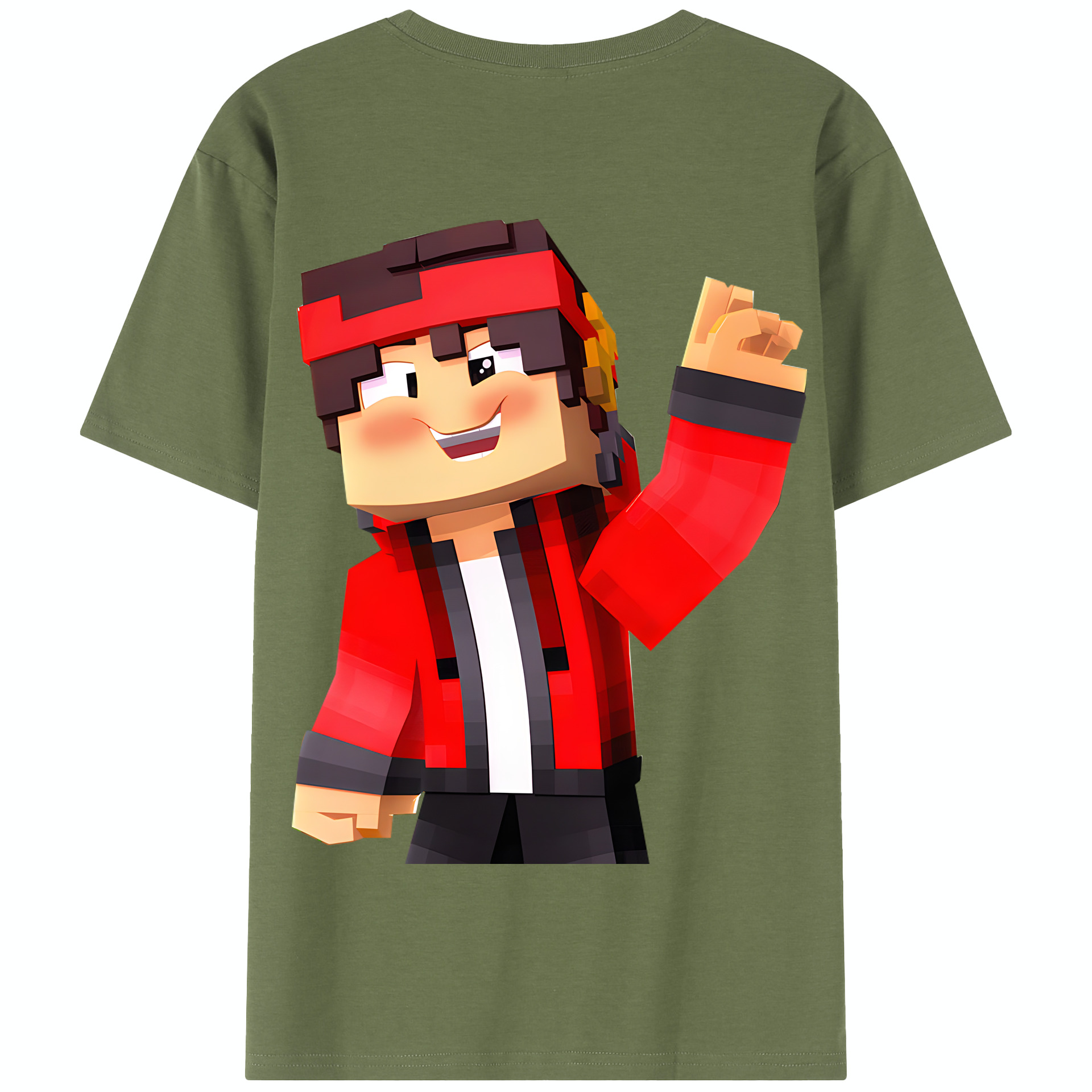 （画像用） マインクラフト ブロックの世界 Minecraft MC Block world 綿100％半袖Tシャツ（背面プリント）